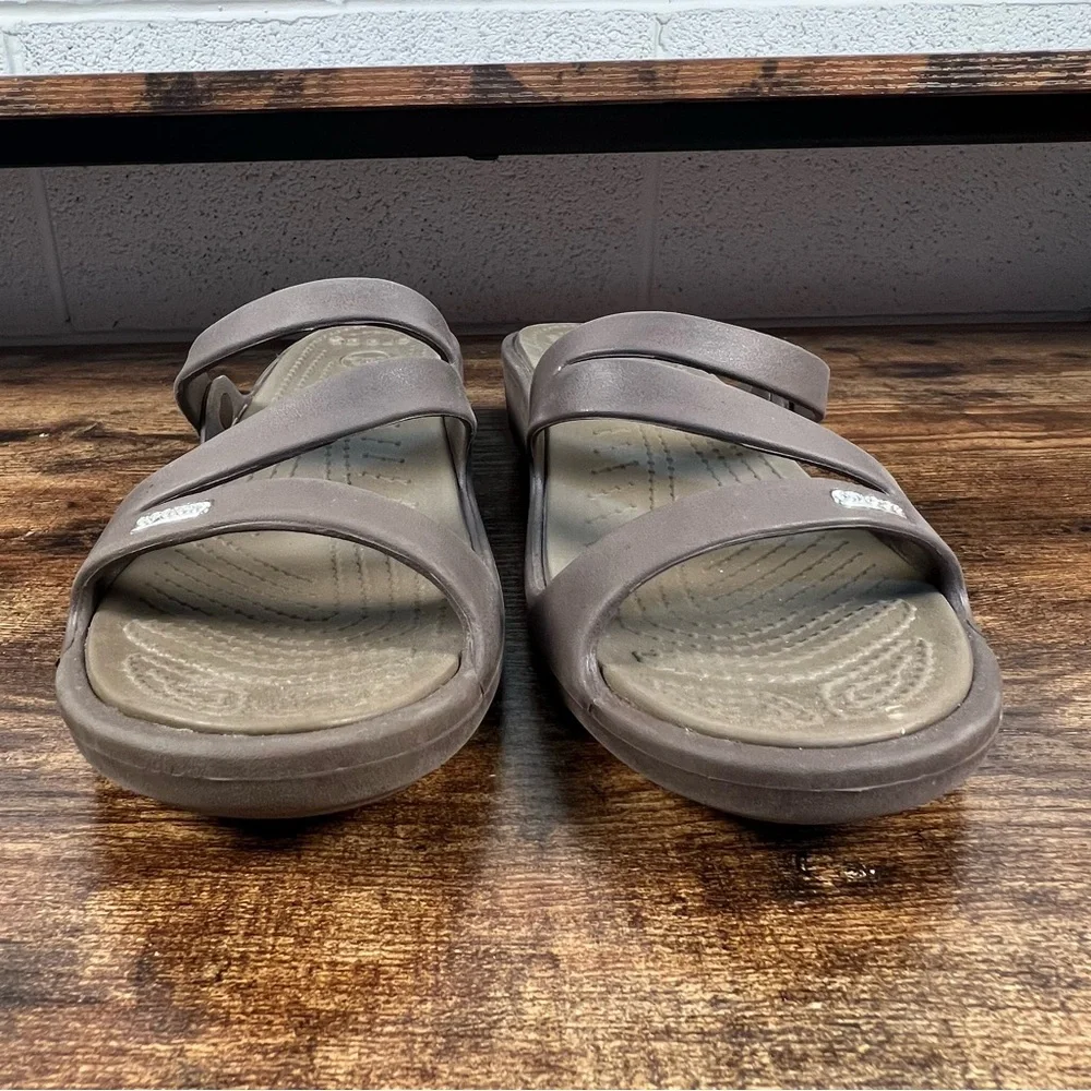 Crocs Patricia Wedge Sandals‎ Brown Rubber Slip On Casual women's 10